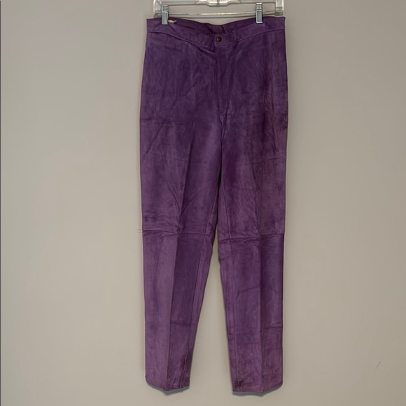 Vintage Pants - Vintage Cuir Zebra Leather purple pants size 12